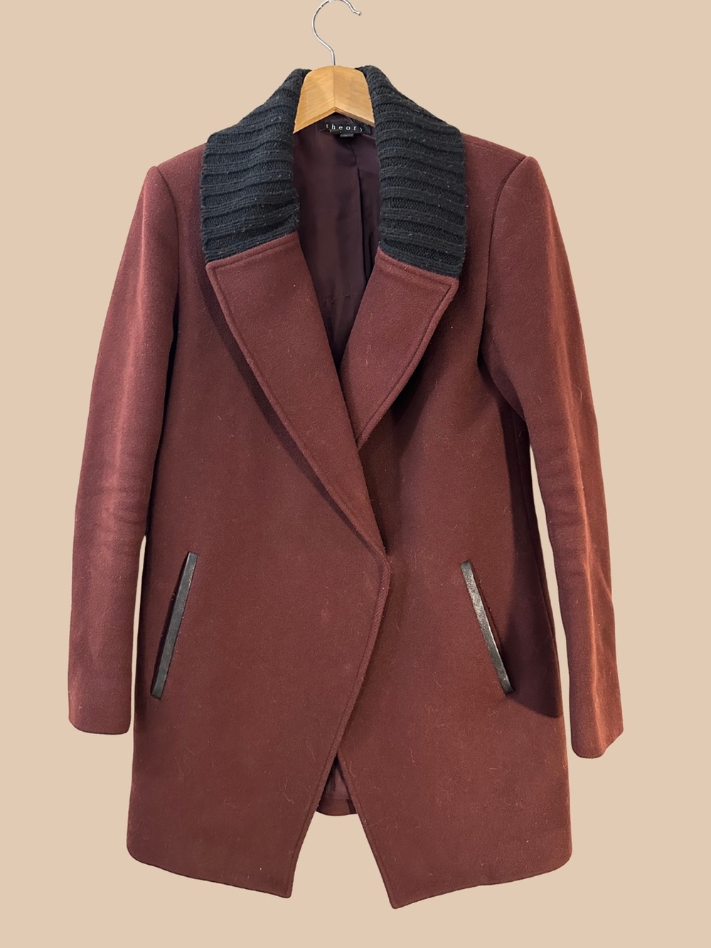 THEORY Trench Coat Knit Collar Retail $765 SIZE PETITE TINY PETITE Stars Hollow